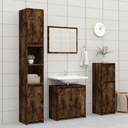 Berkfield Bathroom Cabinet Smoked Oak 60X33X61 Cm Engineered Wood - thumbnail 9