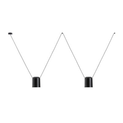 Luminosa Lighting Luminosa Attic Decorative Hanging Ceiling Pendant Matt Black 2X E27 / 75Cm X 200Cm