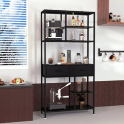 Tall Bookcase File Storage Cabinet With 2 Drawers Display - thumbnail 6