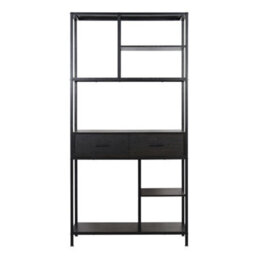Tall Bookcase File Storage Cabinet With 2 Drawers Display - thumbnail 1