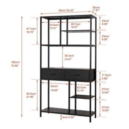 Tall Bookcase File Storage Cabinet With 2 Drawers Display - thumbnail 2