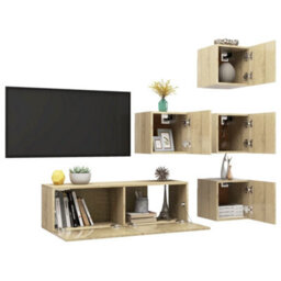Berkfield 5 Piece Tv Cabinet Set Sonoma Oak Engineered Wood - thumbnail 3