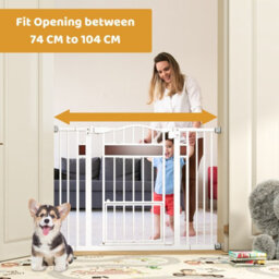 Costway Extra Wide Walk Through Pet Gate For 74-104 Cm Openings-White - thumbnail 5