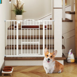 Costway Extra Wide Walk Through Pet Gate For 74-104 Cm Openings-White - thumbnail 6