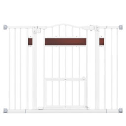 Costway Extra Wide Walk Through Pet Gate For 74-104 Cm Openings-White - thumbnail 1