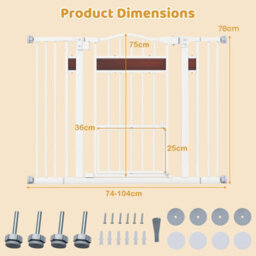 Costway Extra Wide Walk Through Pet Gate For 74-104 Cm Openings-White - thumbnail 2