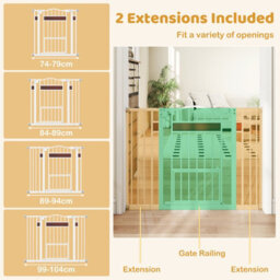 Costway Extra Wide Walk Through Pet Gate For 74-104 Cm Openings-White - thumbnail 8