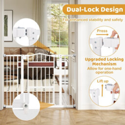 Costway Extra Wide Walk Through Pet Gate For 74-104 Cm Openings-White - thumbnail 9