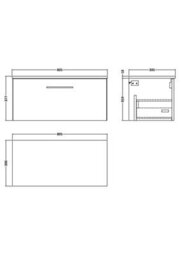 Balterley Bramshall Modern Bathroom 800mm Wall Hung 1-Drawer Vanity Unit With Worktop, Soft Close Drawer, Midnight Blue - thumbnail 2