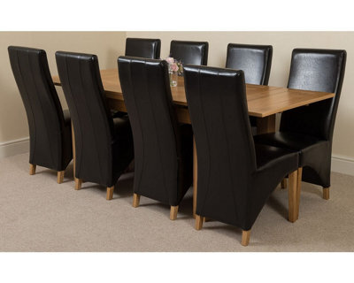That's Furniture Richmond 140Cm - 220Cm Oak Extending Dining Table And 8 Chairs Dining Set With Lola Black Leather Chairs - image 1