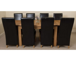 That's Furniture Richmond 140Cm - 220Cm Oak Extending Dining Table And 8 Chairs Dining Set With Lola Black Leather Chairs - thumbnail 2