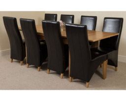 That's Furniture Richmond 140Cm - 220Cm Oak Extending Dining Table And 8 Chairs Dining Set With Lola Black Leather Chairs - thumbnail 1