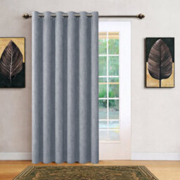 Bedlooms Grey Linen Curtain 100% Blackout Thermal Insulated Eyelet Single Curtain Panel 66 X 84 Inches With Tie Back - thumbnail 1