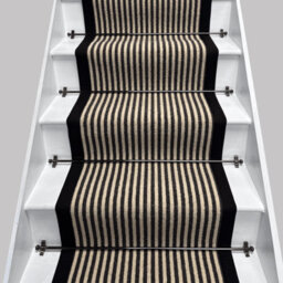 RainbowHome Stripe Quality Wool Stair Runner Loop Pile With 100% Black Cotton Border 50 650 - thumbnail 1