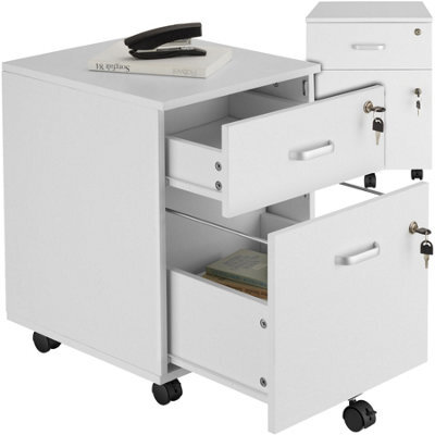 Tectake Filing Cabinet - 2 Rolling, Lockable Drawers, Fits A4 Documents - 1 - White - image 1