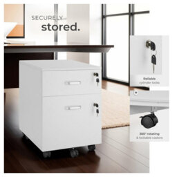 Tectake Filing Cabinet - 2 Rolling,  Lockable Drawers, Fits A4 Documents - 1 - White - thumbnail 4