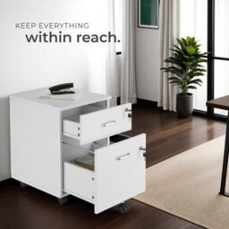 Tectake Filing Cabinet - 2 Rolling,  Lockable Drawers, Fits A4 Documents - 1 - White - thumbnail 8