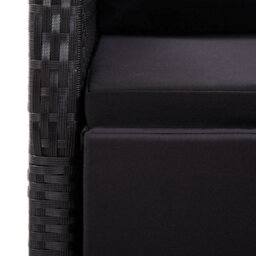 Berkfield 7 Piece Garden Dining Set With Cushions Black Poly Rattan - thumbnail 5