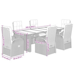 Berkfield 7 Piece Garden Dining Set With Cushions Black Poly Rattan - thumbnail 7
