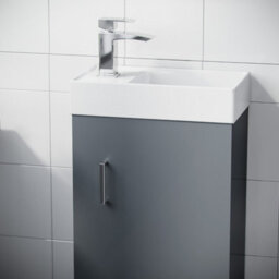 Nes Home Nanuya 400mm Cloakroom Wall Hung Basin Vanity Unit Grey - thumbnail 4