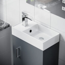 Nes Home Nanuya 400mm Cloakroom Wall Hung Basin Vanity Unit Grey - thumbnail 3