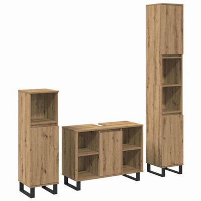 Berkfield 3 Piece Bathroom Furniture Set Artisan Oak Engineered Wood - image 1