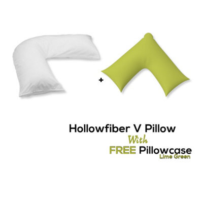 Chilimilii V Pillow With Free V Pillowcase Polycotton Cover Orthopedic Neck & Back Support Hollowfiber Filled Pillow