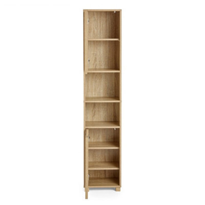 Oak Wood Effect Tall Bathroom Storage Cabinet Tallboy - image 1