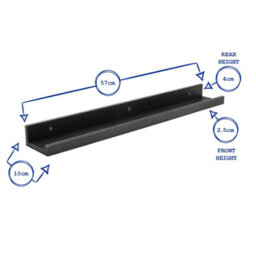 Harbour Housewares 3X Floating Picture Ledge Shelves - Black 57Cm Mdf Wall Mounted Display For Photos, Frames & Décor - thumbnail 3