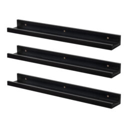 Harbour Housewares 3X Floating Picture Ledge Shelves - Black 57Cm Mdf Wall Mounted Display For Photos, Frames & Décor - thumbnail 1