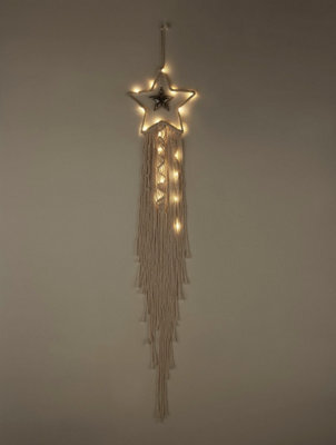 Lighting Collection Cream And Silver Macrame Star Light - image 1