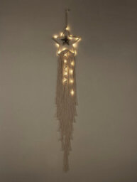 Lighting Collection Cream And Silver Macrame Star Light - thumbnail 1