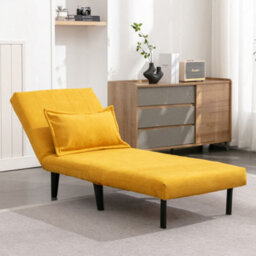 More4Homes Harper 1 Seater Folding Clic Clac Fabric Living Room Lounge Futon Sofa Bed Mustard - thumbnail 8