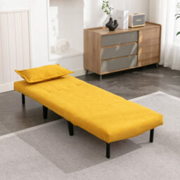 More4Homes Harper 1 Seater Folding Clic Clac Fabric Living Room Lounge Futon Sofa Bed Mustard - thumbnail 9
