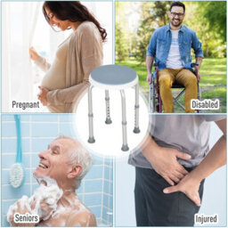 Homcom 360 Degree Swivel Shower Stool W/ Non-Slip Feet, Light Blue - thumbnail 9