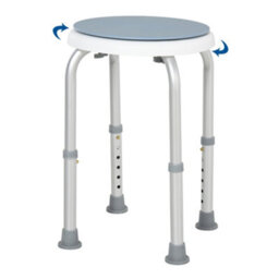Homcom 360 Degree Swivel Shower Stool W/ Non-Slip Feet, Light Blue - thumbnail 2