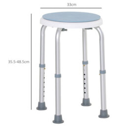 Homcom 360 Degree Swivel Shower Stool W/ Non-Slip Feet, Light Blue - thumbnail 3