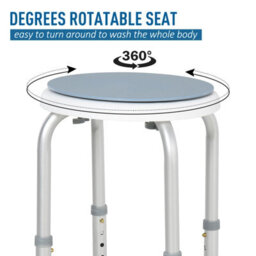 Homcom 360 Degree Swivel Shower Stool W/ Non-Slip Feet, Light Blue - thumbnail 4