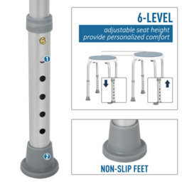 Homcom 360 Degree Swivel Shower Stool W/ Non-Slip Feet, Light Blue - thumbnail 5