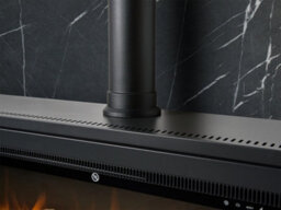 Acantha Pre-Built Black Marble Effect Media Wall 3 With Vision Electric Media Stove & Log Store In Black - thumbnail 7