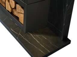 Acantha Pre-Built Black Marble Effect Media Wall 3 With Vision Electric Media Stove & Log Store In Black - thumbnail 6