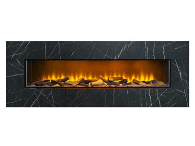 Acantha Pinnacle Fully Inset Media Wall Fire In Black Marble Effect - image 1