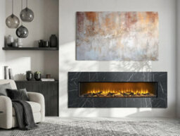 Acantha Pinnacle Fully Inset Media Wall Fire In Black Marble Effect - thumbnail 2