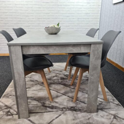 Kosy Koala Stone Grey Effect Wood Dining Table Set With 4 Grey Plastic Chairs Modern Dining Room Furniture - thumbnail 7