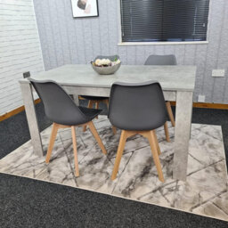 Kosy Koala Stone Grey Effect Wood Dining Table Set With 4 Grey Plastic Chairs Modern Dining Room Furniture - thumbnail 5