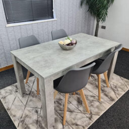 Kosy Koala Stone Grey Effect Wood Dining Table Set With 4 Grey Plastic Chairs Modern Dining Room Furniture - thumbnail 8