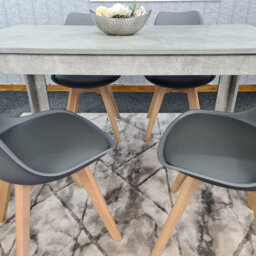 Kosy Koala Stone Grey Effect Wood Dining Table Set With 4 Grey Plastic Chairs Modern Dining Room Furniture - thumbnail 9