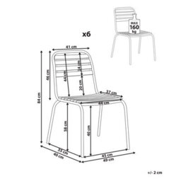 Beliani Set Of 6 Garden Chairs Vallese Acacia Wood Brown - thumbnail 3