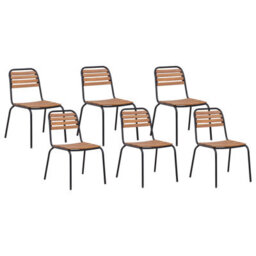 Beliani Set Of 6 Garden Chairs Vallese Acacia Wood Brown - thumbnail 1