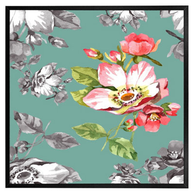"Andrew Lee Bright Flower On Green (Picutre Frame) / 12X12"" / Oak" - image 1